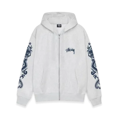 Stussy Dragons Zip Hoodie "Ash Heather"