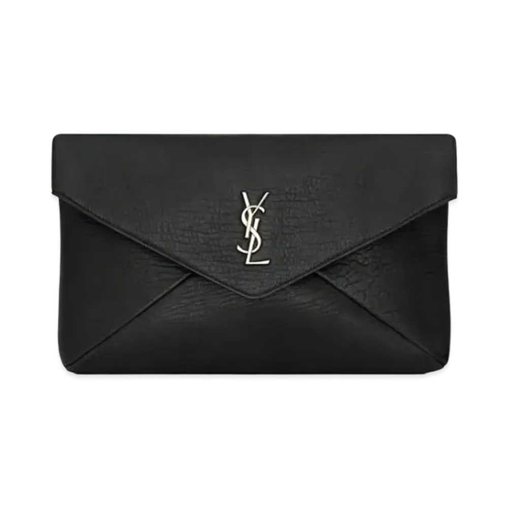 Saint Laurent Cassandre Large Envelope Pouch in Lambskin "Black"