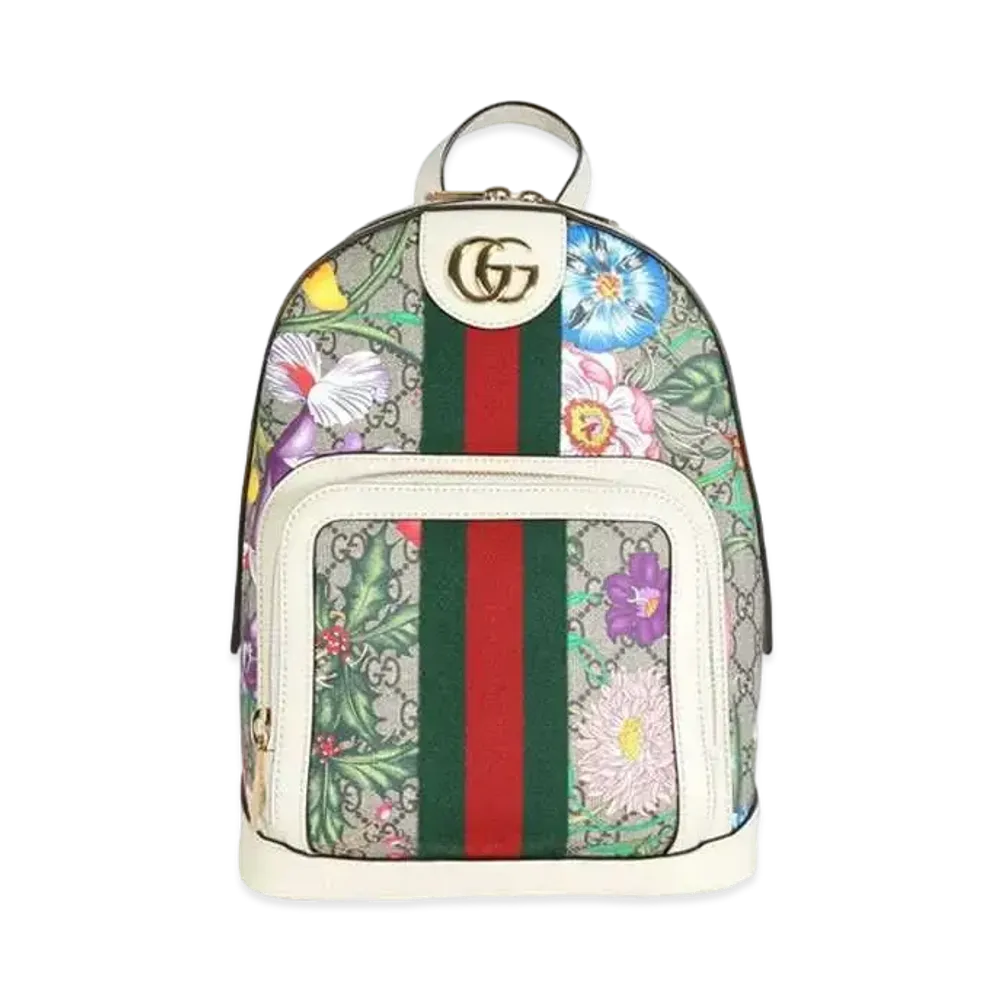 GUCCI Ophidia GG Flora Backpack "White"