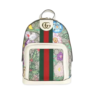 GUCCI Ophidia GG Flora Backpack "White"