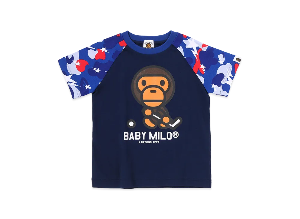 A BATHING APE Kids Sta Strike Camo Baby Milo Hockey Tee "Navy"
