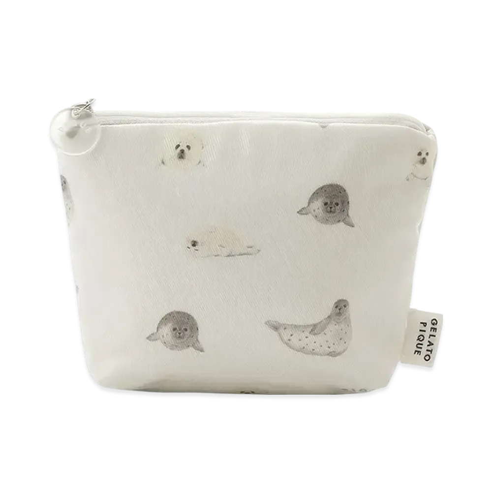 GELATO PIQUE Seal Pattern Coated Tissue Pouch "Off White"
