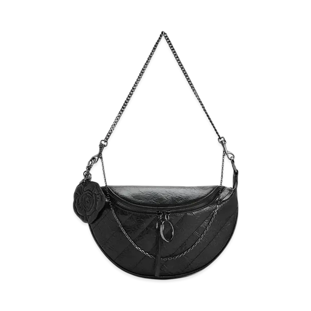 CHARLES & KEITH x BLVCK PARIS Philomena Rose Motif Half Moon Crossbody Bag "Noir"