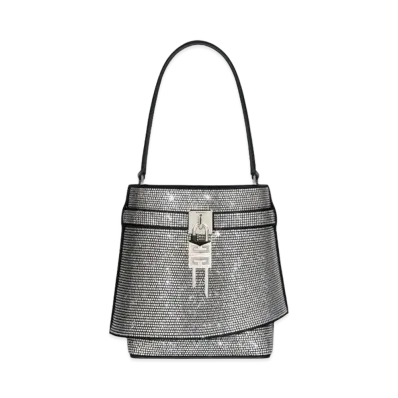 GIVENCHY Shark Lock Bucket Bag In Leather with Strass "Black"