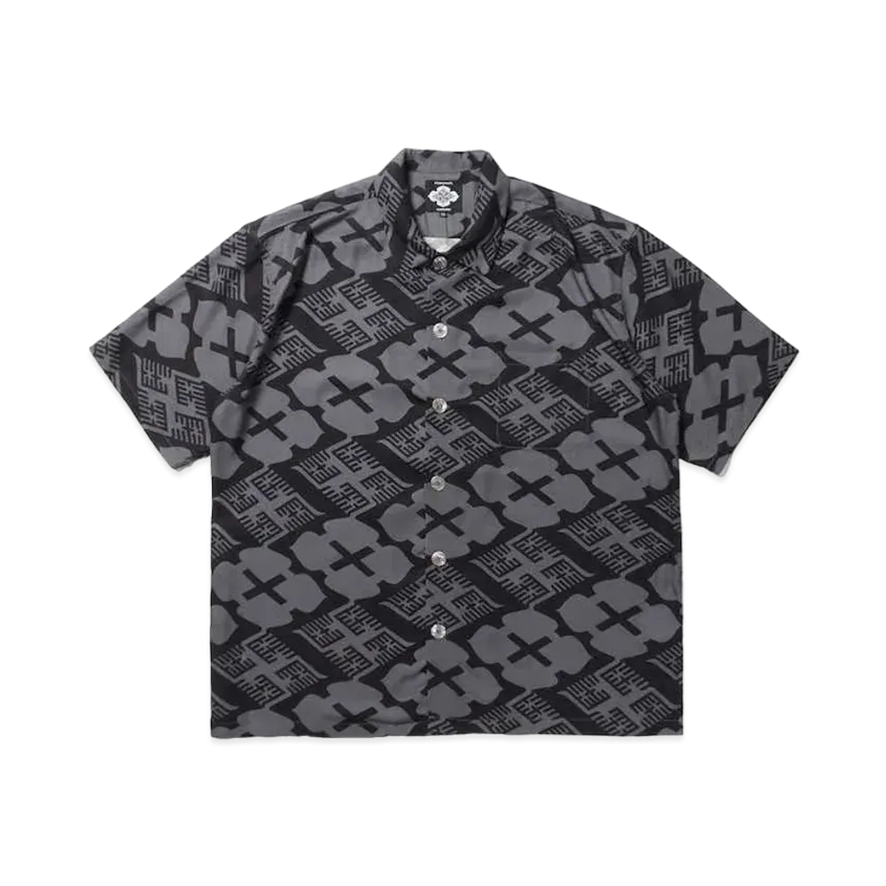 APHRODITEGANG GAKKIN × BUDSPOOL / Flower Punishment × Hemp PATTERN S/S SHIRT "Black Grey"