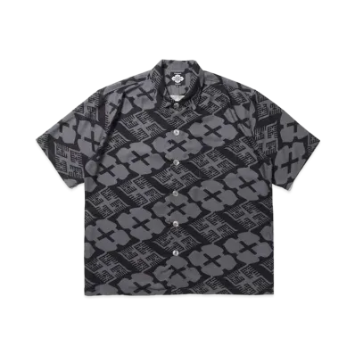 APHRODITEGANG GAKKIN × BUDSPOOL / Flower Punishment × Hemp PATTERN S/S SHIRT "Black Grey"