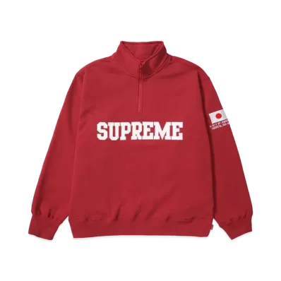 Supreme Shop Flag Half Zip Pullover (Tokyo) "Dark Red"