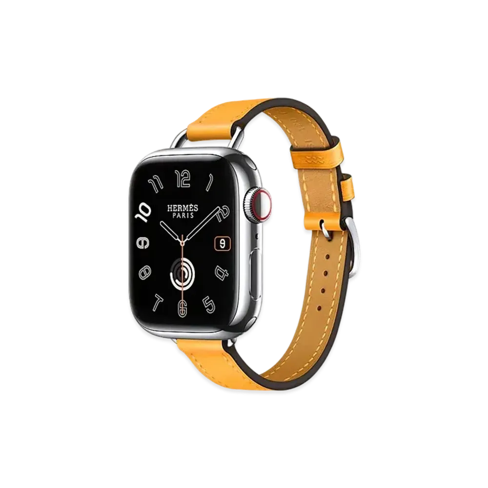 Apple Watch x Hermes Series 9 (GPS + Cellular Model) Stainless 41mm and Single Tour Attelage "Jaune D'or"