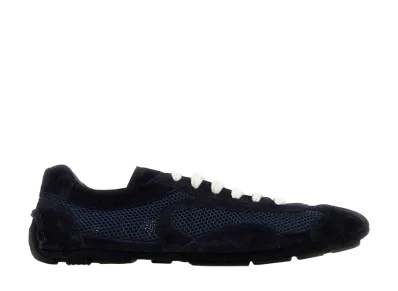 PRADA Women's Midnight Suede And Mesh Montecarlo Sneakers "Blue"