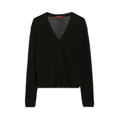 Max Mara Large Viscose Slim Fit Cardigan "Black"