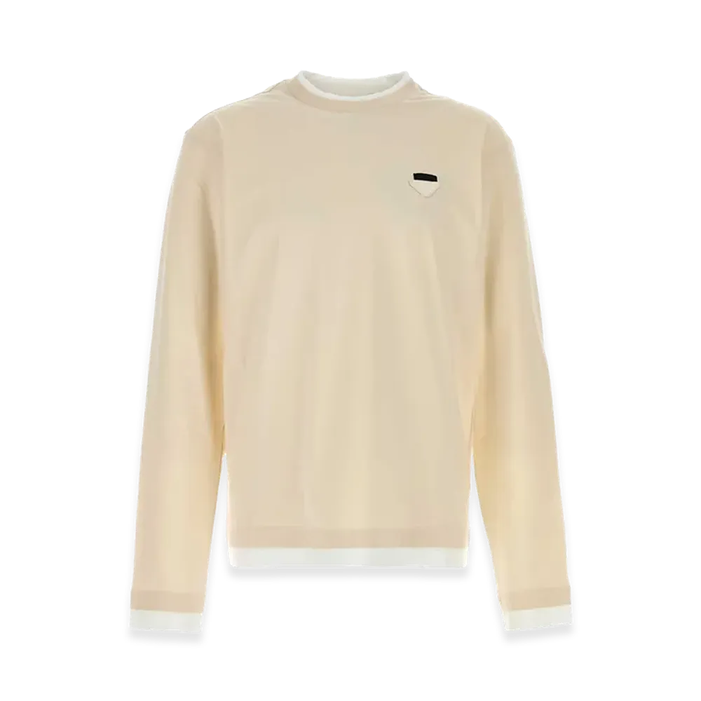 PRADA Cotton Long Sleeve T-Shirt "Beige"