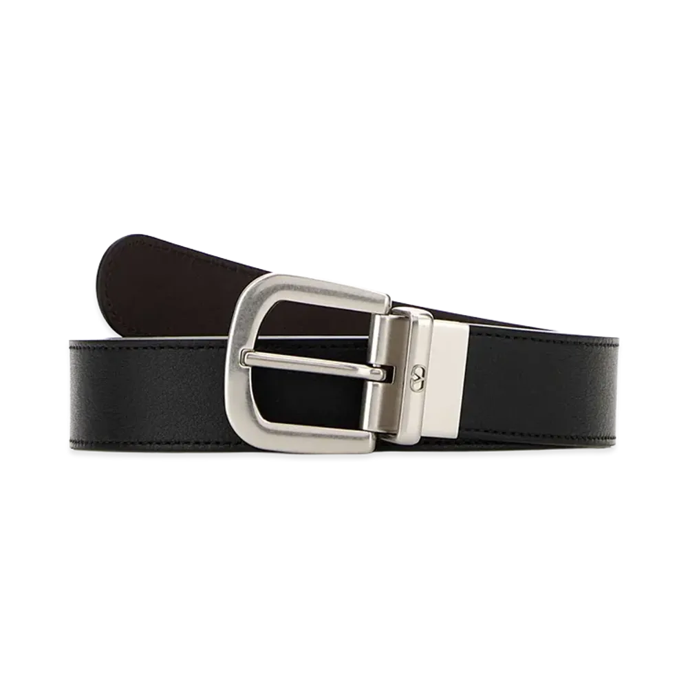 Valentino Leather Reversible Belt "Black"
