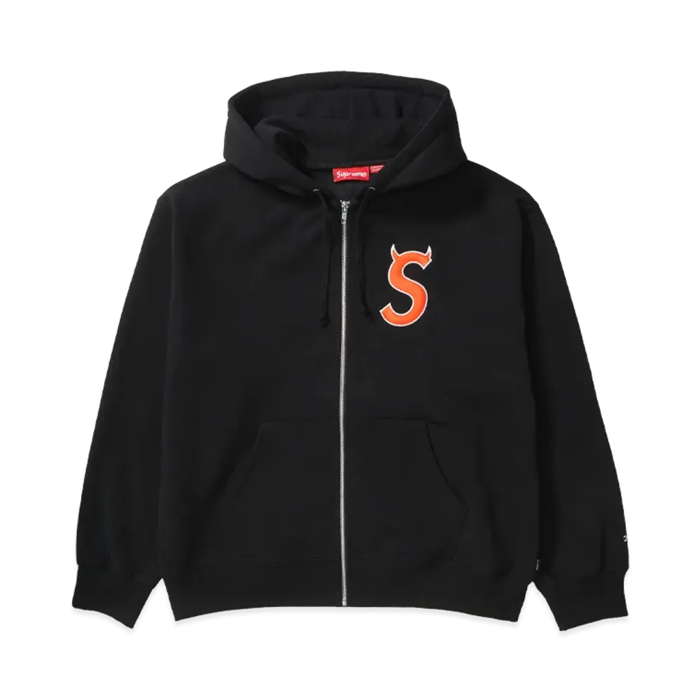 Supreme Devil S Logo Zip Up Hooded Sweatshirt "Black"