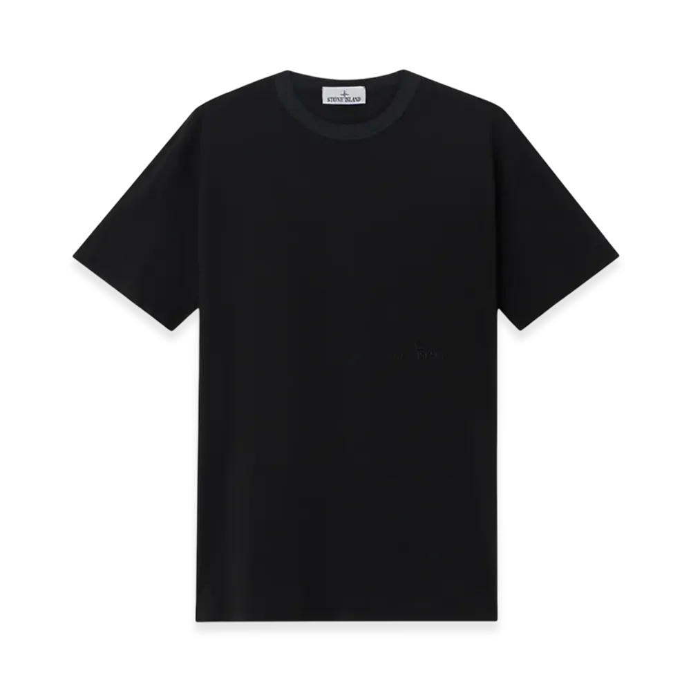 Stone Island 2100038 Textured Mercerized Cotton Jersey Short-Sleeve T-Shirt with Logo Embroidery - 25SS "Black"