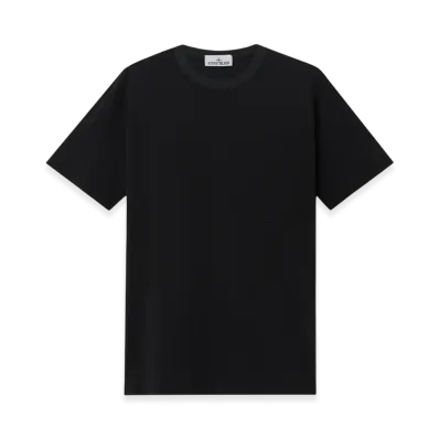 Stone Island 2100038 Textured Mercerized Cotton Jersey Short-Sleeve T-Shirt with Logo Embroidery - 25SS "Black"