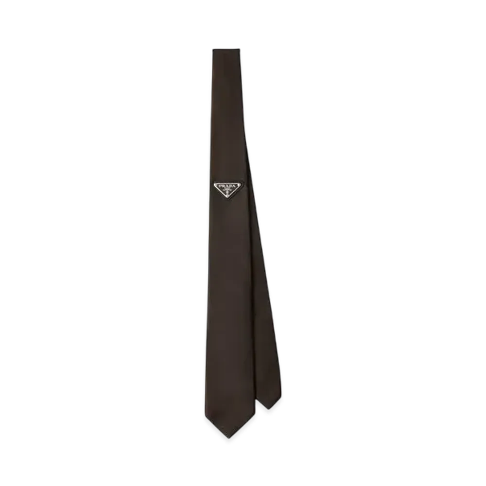 PRADA Re-Nylon Gabardine Tie "Dark Brown"