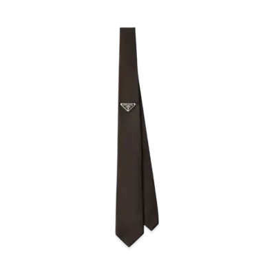 PRADA Re-Nylon Gabardine Tie "Dark Brown"