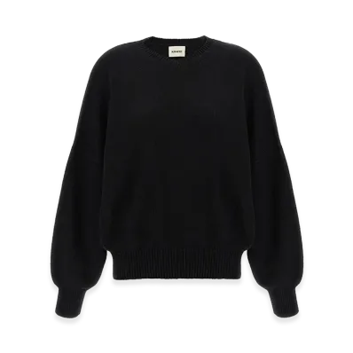 KHAITE Women's Wolfe V-Neck Knitted Cashmere Sweater "Black"