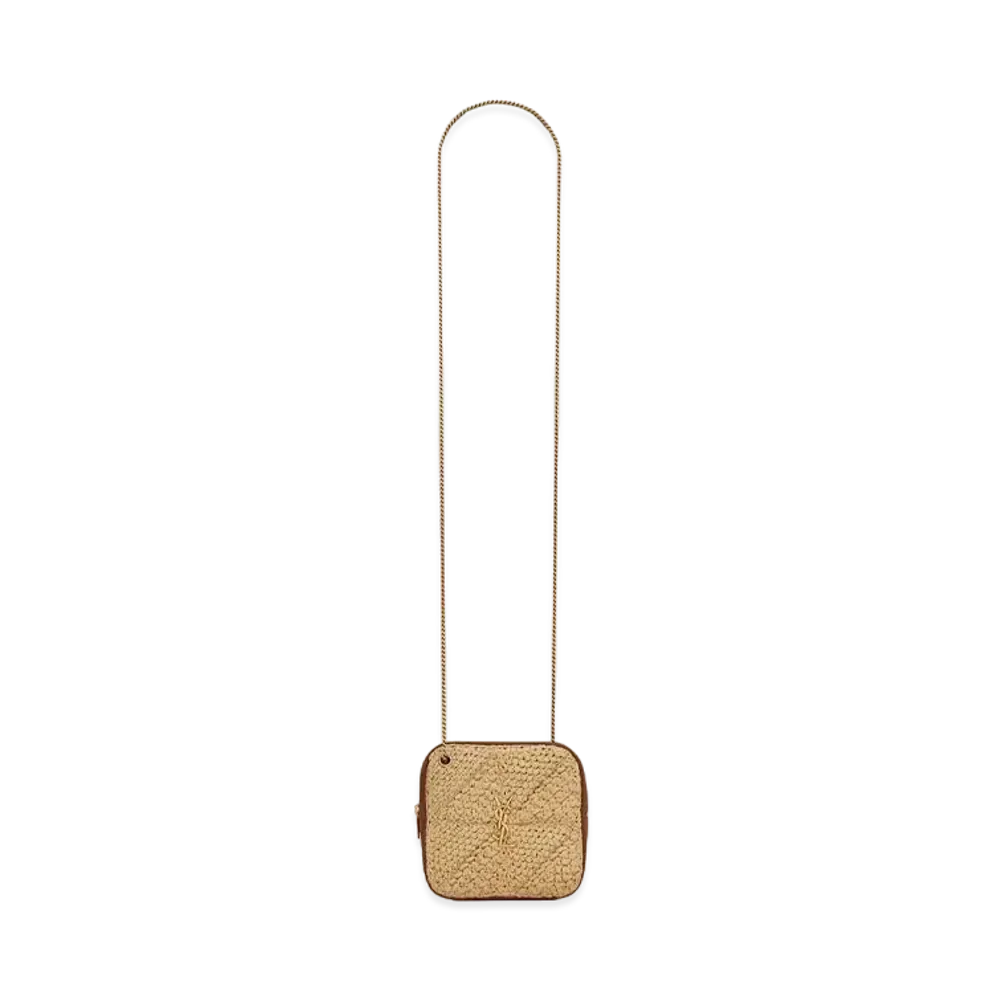Saint Laurent Jamie Cube Bag In Raffia Crochet And Smooth Leather "Beige Naturel"