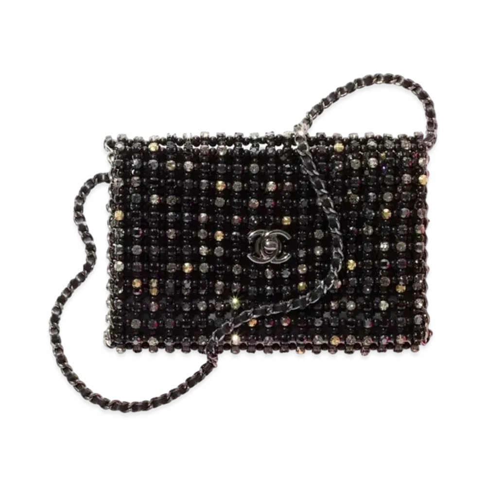 CHANEL Evening Bag Stras & Costume Pearl "Black/Ruthenium/Silver/Gold"