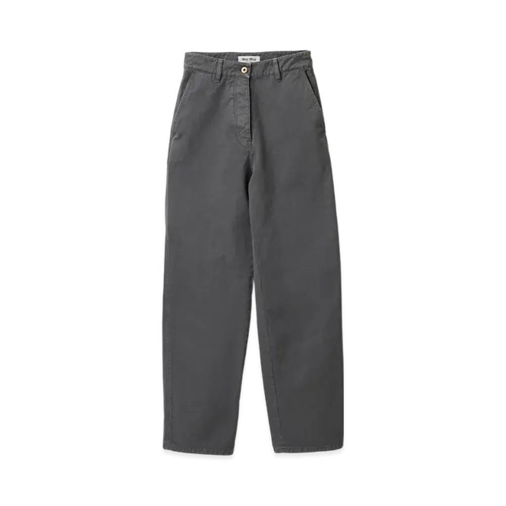 MIU MIU Women's Garment Dyed Gabardine Pants "Iron Gray"