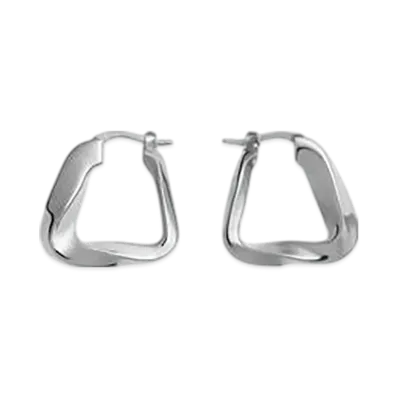 Bottega Veneta Small Twist Triangle Hoop Earrings "Silver"