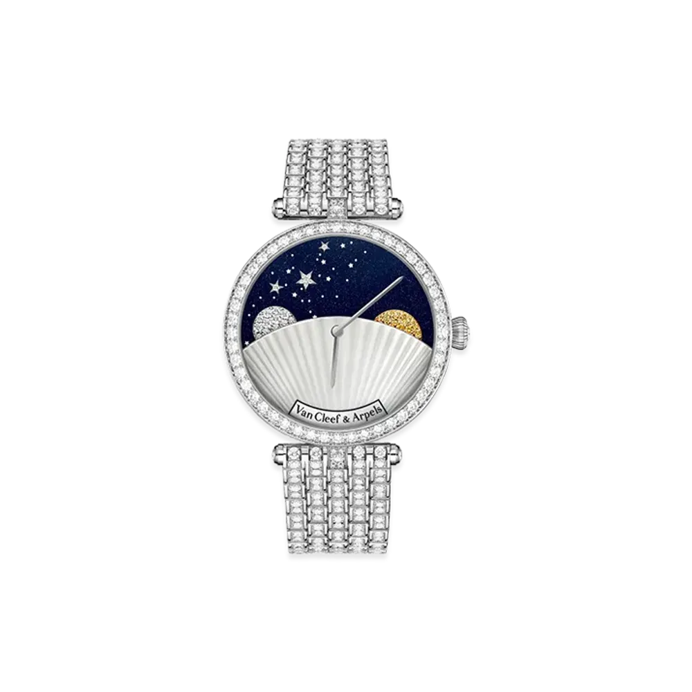 Van Cleef & Arpels Lady Arpels Jour Nuit watch "18K White gold/Aventurine/Sapphire/Diamond/Mother-of-pearl"