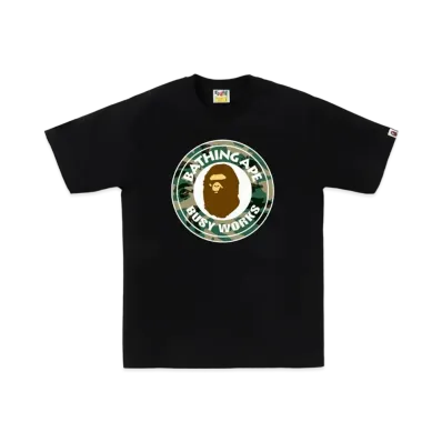 A BATHING APE Woodland Camo Busy Works Tee "Black"