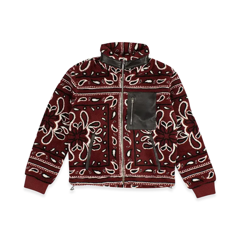 AMIRI Printed Bandana Polar Fleece Jacket "Red"