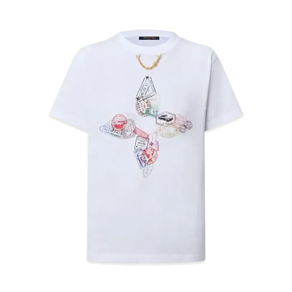 Louis Vuitton Travel Stamp Flower T-Shirt "Optic White"