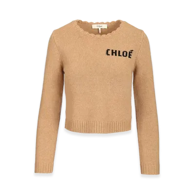 Chloe Women's Wool Blend Sweater "Beige"