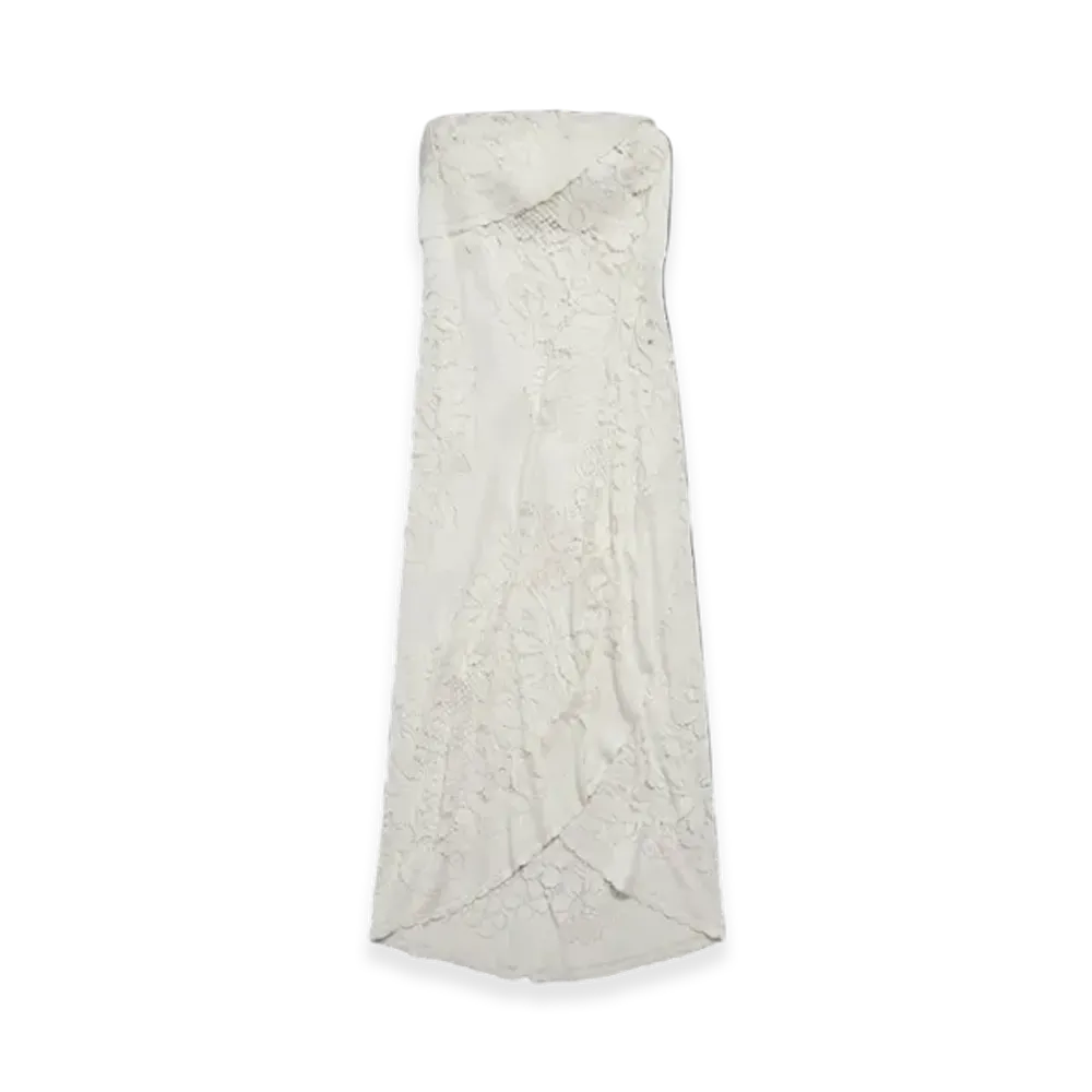 BALENCIAGA Women's Upcycled Tablecloth Dress "Off White"