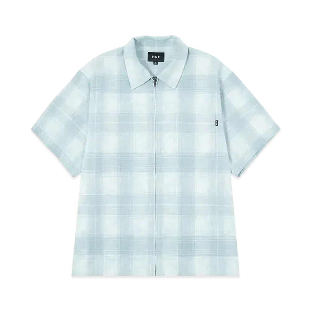 HUF Summer 25 Tie Dye Plaid Zip Shirt "Pool Blue"