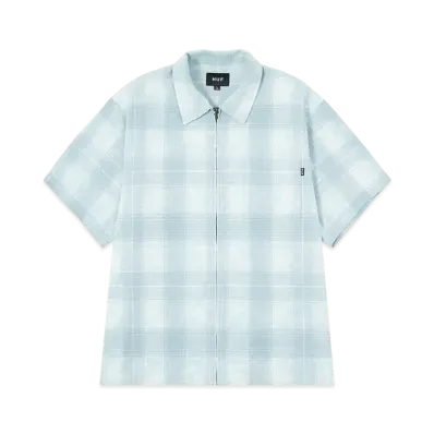 HUF Summer 25 Tie Dye Plaid Zip Shirt "Pool Blue"