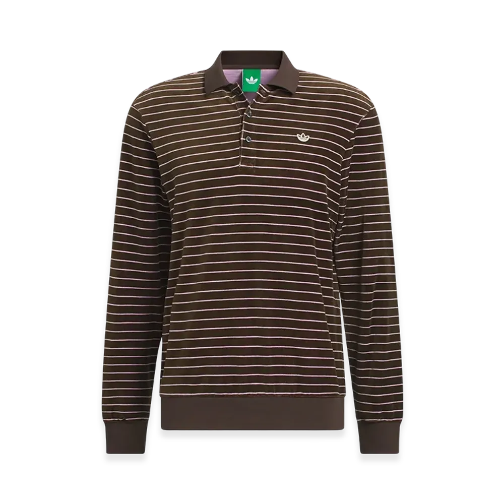 adidas Originals Golf Originals Velour Long Sleeve Polo Shirt "Dark Brown/Bliss Lilac"