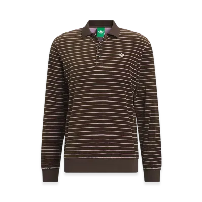 adidas Originals Golf Originals Velour Long Sleeve Polo Shirt "Dark Brown/Bliss Lilac"