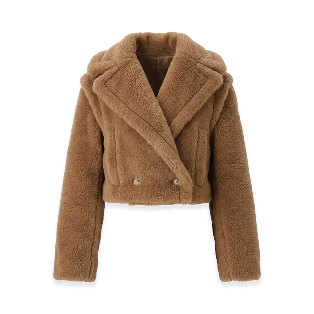 Max Mara Women's Santos Teddy Bear Cropped Jacket "Camel"