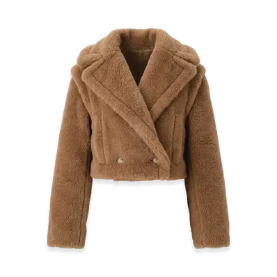 Max Mara Women's Santos Teddy Bear Cropped Jacket "Camel"