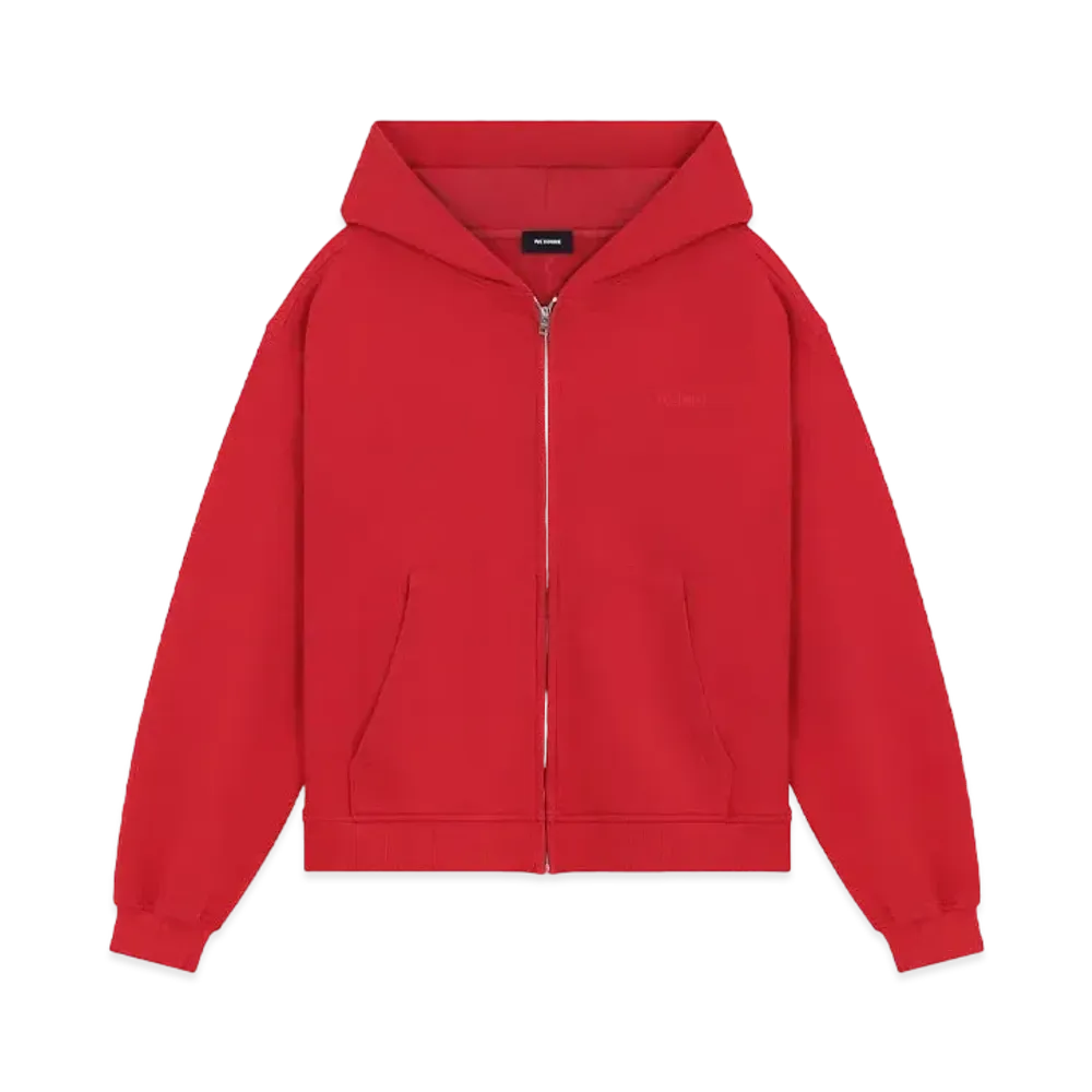 WE11DONE Dirty Washed Zip-up Hoodie "Red"