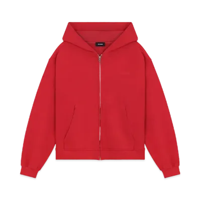 WE11DONE Dirty Washed Zip-up Hoodie "Red"