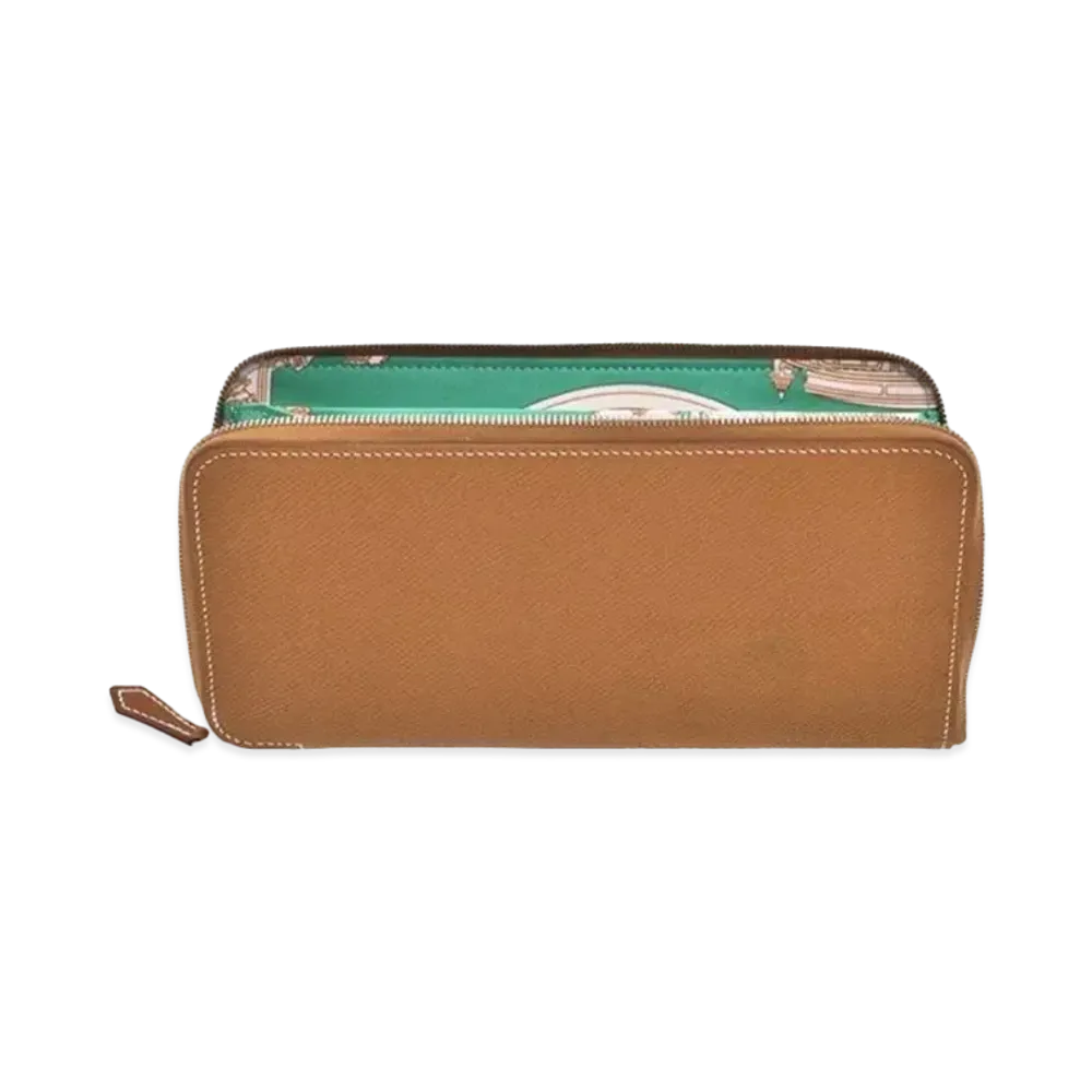 Hermes Azap Silk'In Long Veau Epsom/Silk "Gold/Mint/Silver"