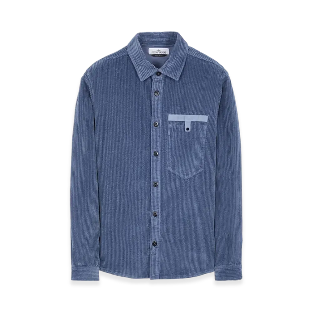 Stone Island 11811 Cotton Corduroy 400 Shirt - 22FW "Avio Blue"