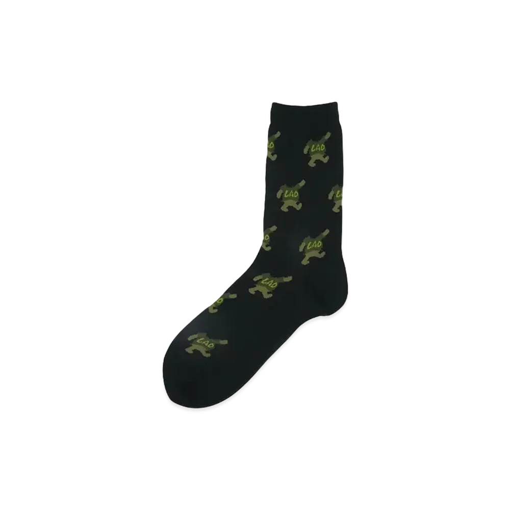 LAD MUSICIAN SOCKS LAD BEAR PAINTING "BLACK x OLIVE GREEN"