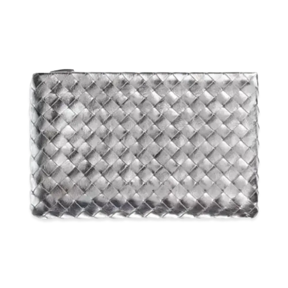Bottega Veneta Pouch Clutch Bag "Silver"