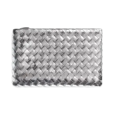 Bottega Veneta Pouch Clutch Bag "Silver"