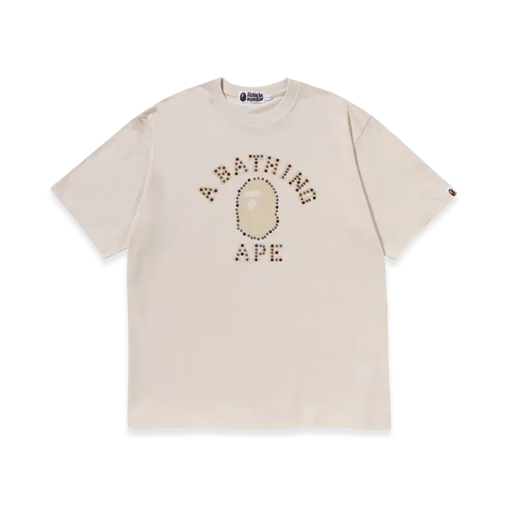 A BATHING APE Color Stone College Relaxed Fit Tee "White"