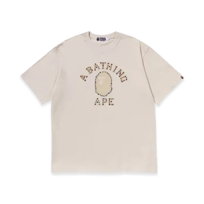 A BATHING APE Color Stone College Relaxed Fit Tee "White"
