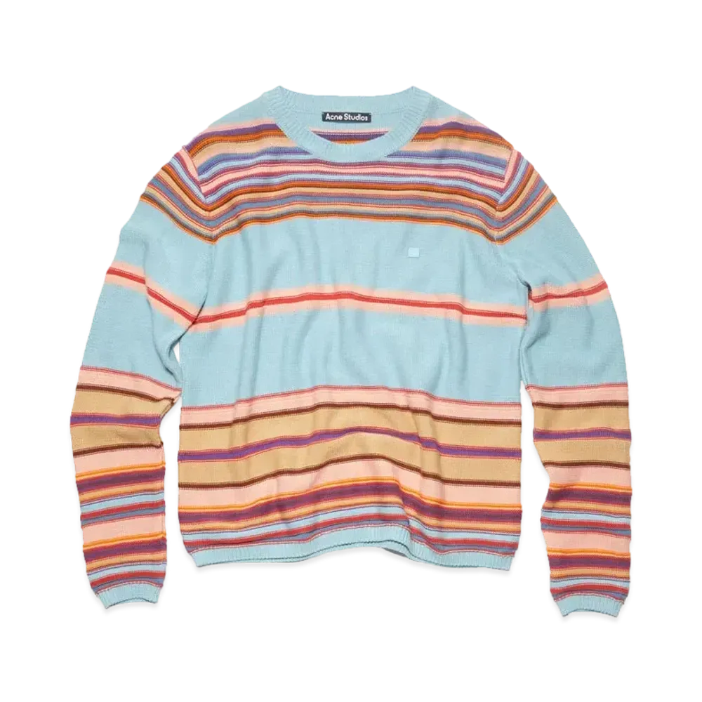 Acne Studios Crew Neck Knit Sweater "Dusty Blue/Multi"