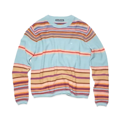 Acne Studios Crew Neck Knit Sweater "Dusty Blue/Multi"