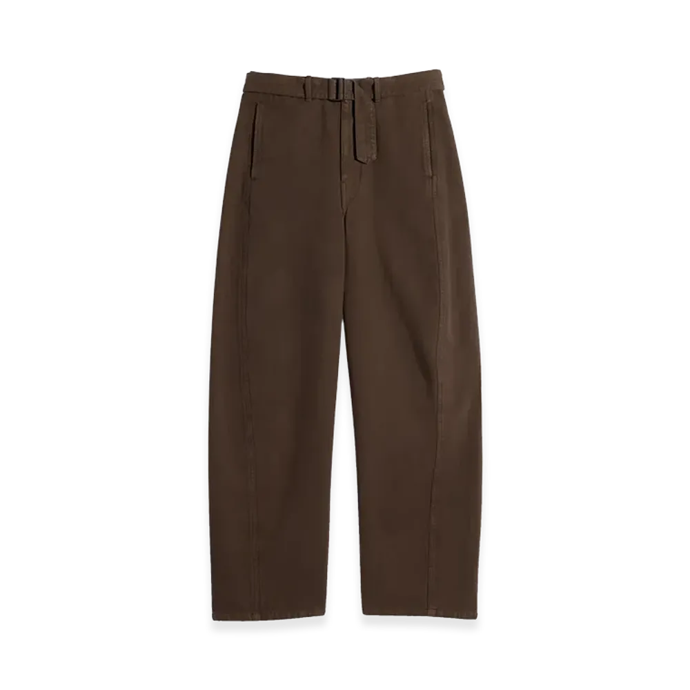 LEMAIRE Women's Twisted Dyed Heavy Broken Twill Belted Pants "Cacao Dyed"